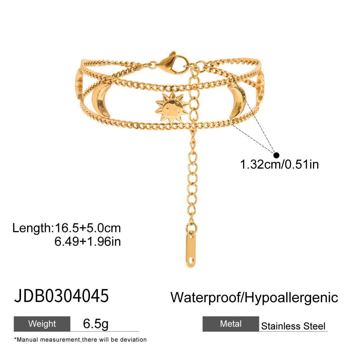 Wholesale  18K Gold Stainless Steel Sun and Moon Bracelet