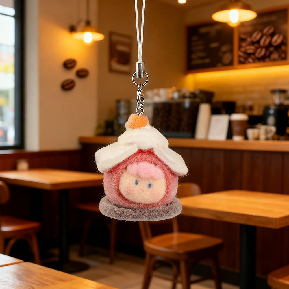 Wholesale Cute Resin Flocked Christmas Tree Keychain