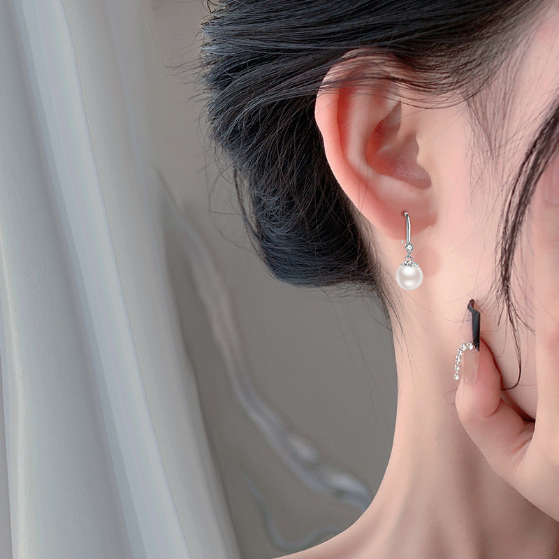 Wholesale s999 sterling silver vintage pearl earrings