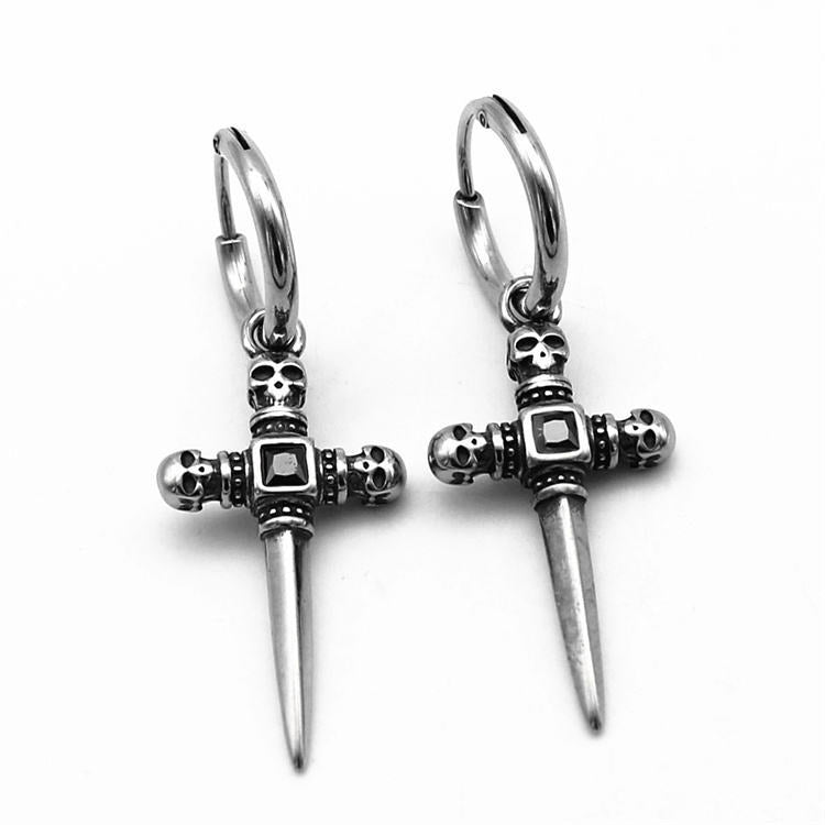 Wholesale Skull Cross Titanium Steel Earrings ACC-ES-MingXin002