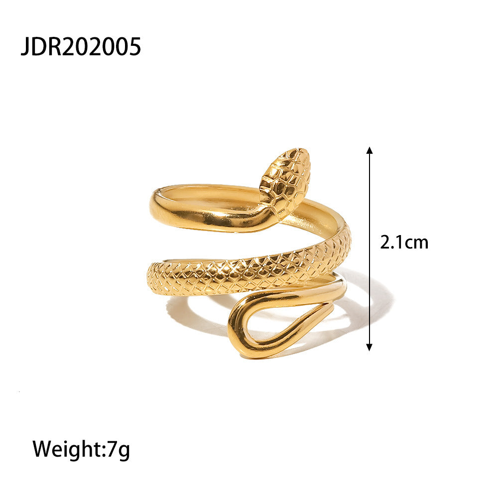 Wholesale Vintage 18K Gold Plated Stainless Steel Snake Rings ACC-RS-WanX007