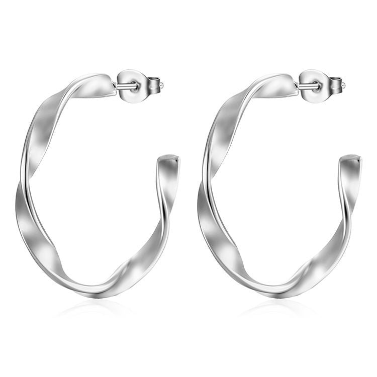 Wholesale Irregular Twisted Wire C Shape Stainless Steel Earrings ACC-ES-MuShan013