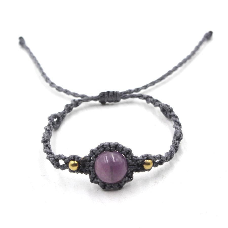 Wholesale Handmade Amethyst Crystal Bead Bracelet Ethnic Style Jewelry Accessory Boutique Resale