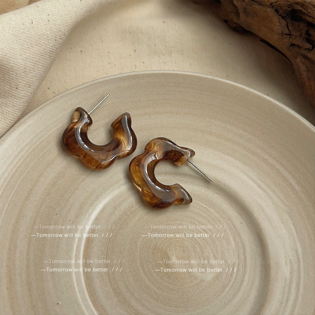 Wholesale Retro Coffee Color Earrings Geometric Blooming Acrylic Earrings ACC-ES-Eryu006