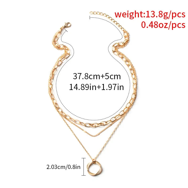 Wholesale  Exaggerated Thick Chain Neck Chain Irregular Circle Pendant Fashion Necklace