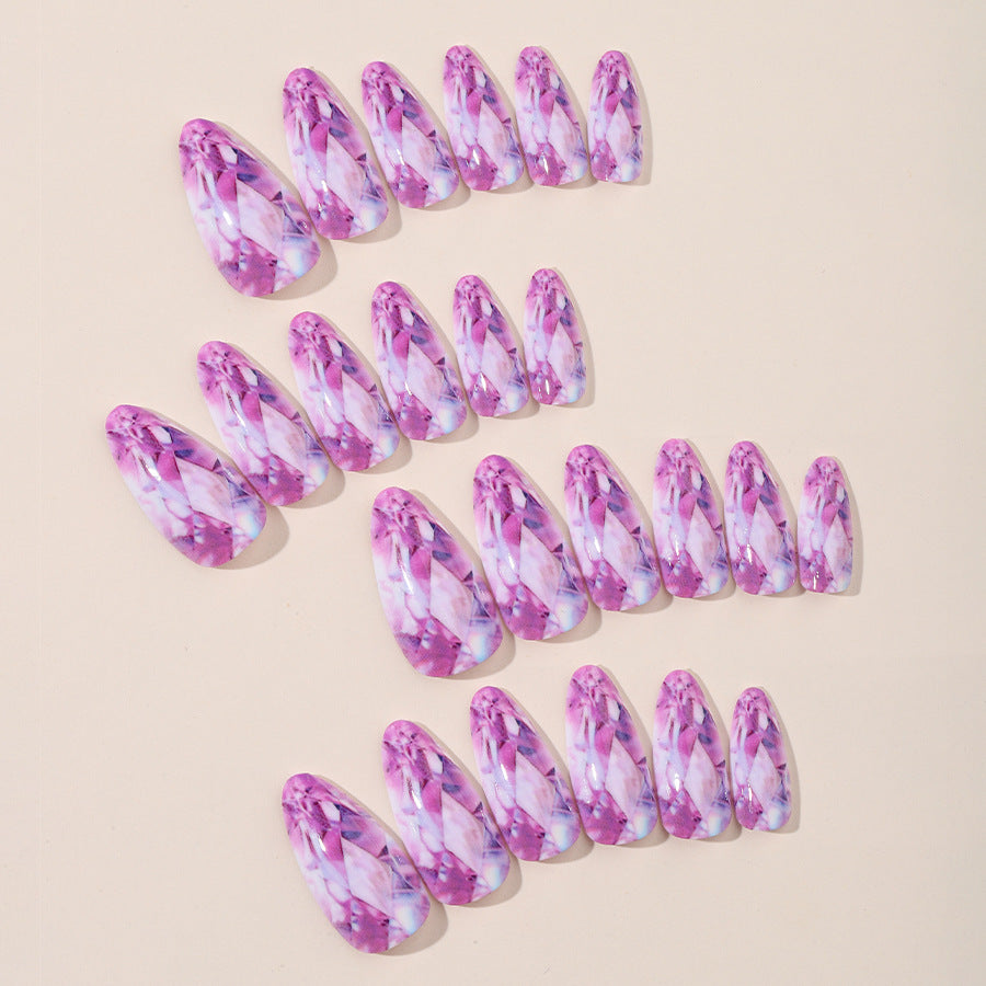 Wholesale 24pcs/box Glitter Nail Stickers Crystal Gradient Wearable Nails Press-on Nail Set ACC-NS-HaoYi034