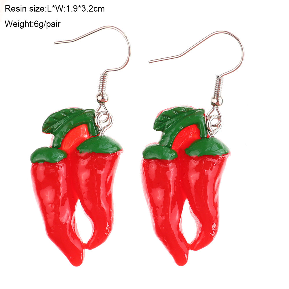 Wholesale  Fun  Vegetable Cucumber Eggplant Green Pepper Earrings
