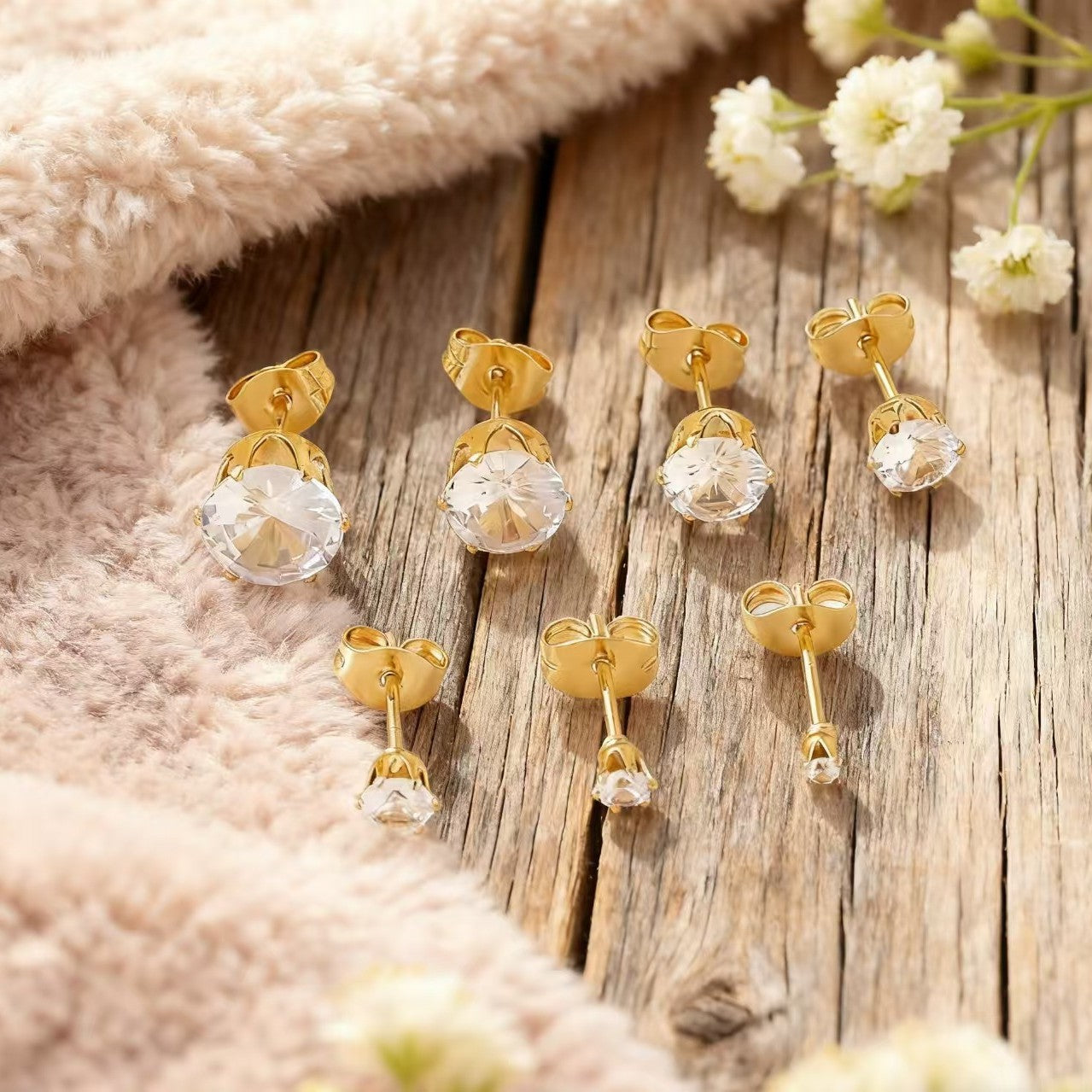 Wholesale 5pcs 2-8mm stainless steel stud earrings