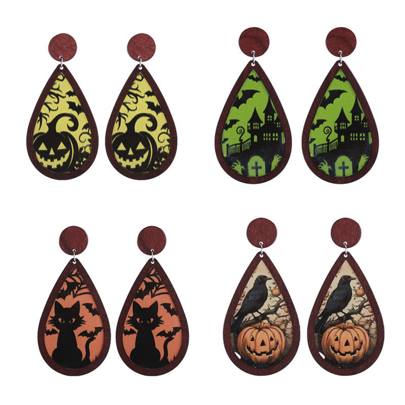 Wholesale  Horror  Acrylic Double-sided Halloween Earrings