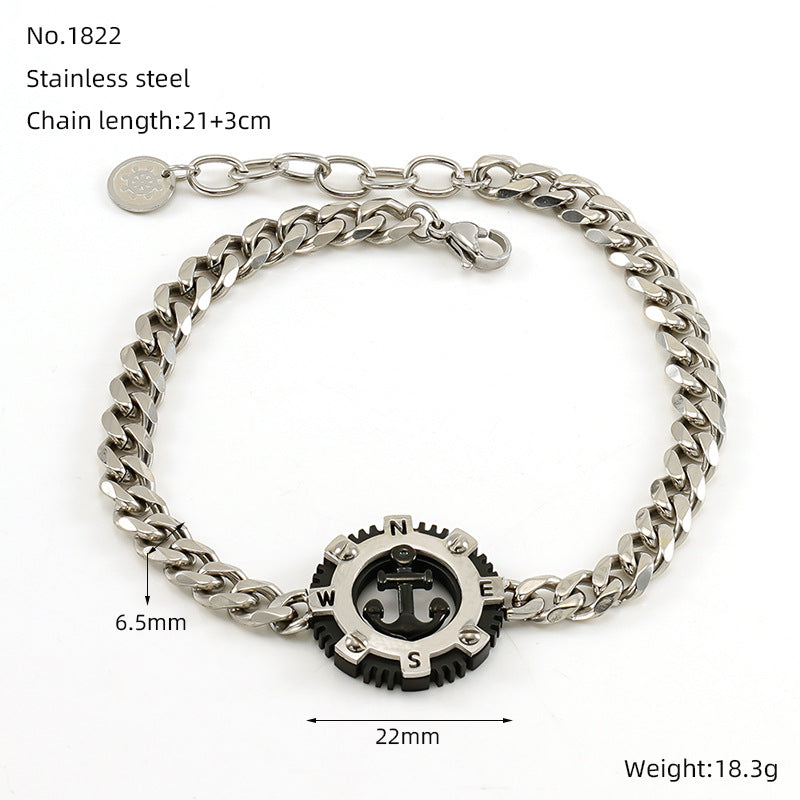 Wholesale Round Anchor Titanium Steel Bracelets ACC-BT-ZhongYao003