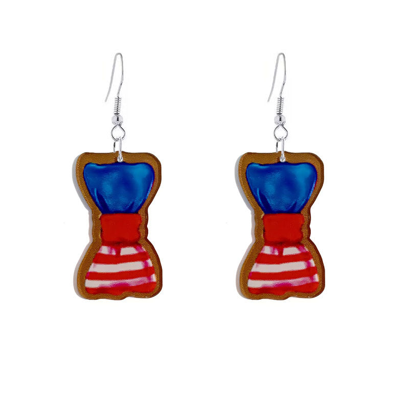Wholesale American Independence Day Bow Popsicle Acrylic Earrings ACC-ES-YiYuan006