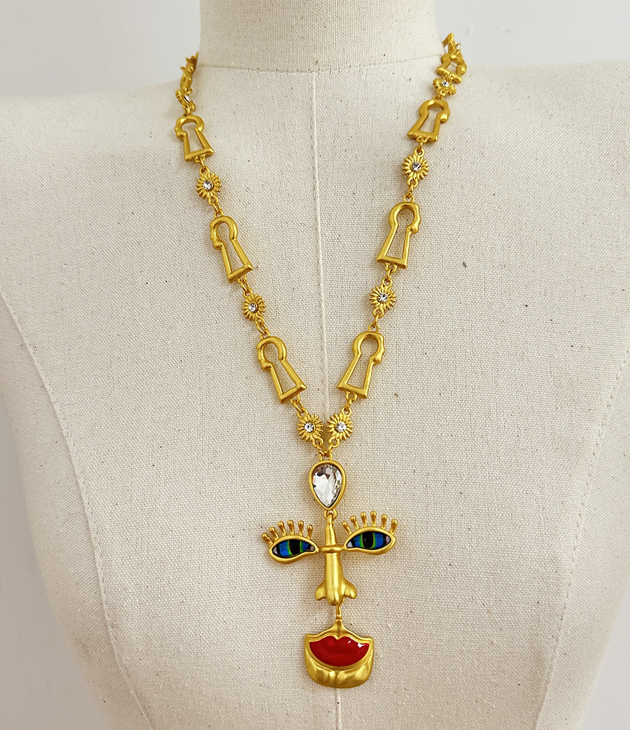 Wholesale  Retro Red Lips Nose Eyes Pendant Necklace