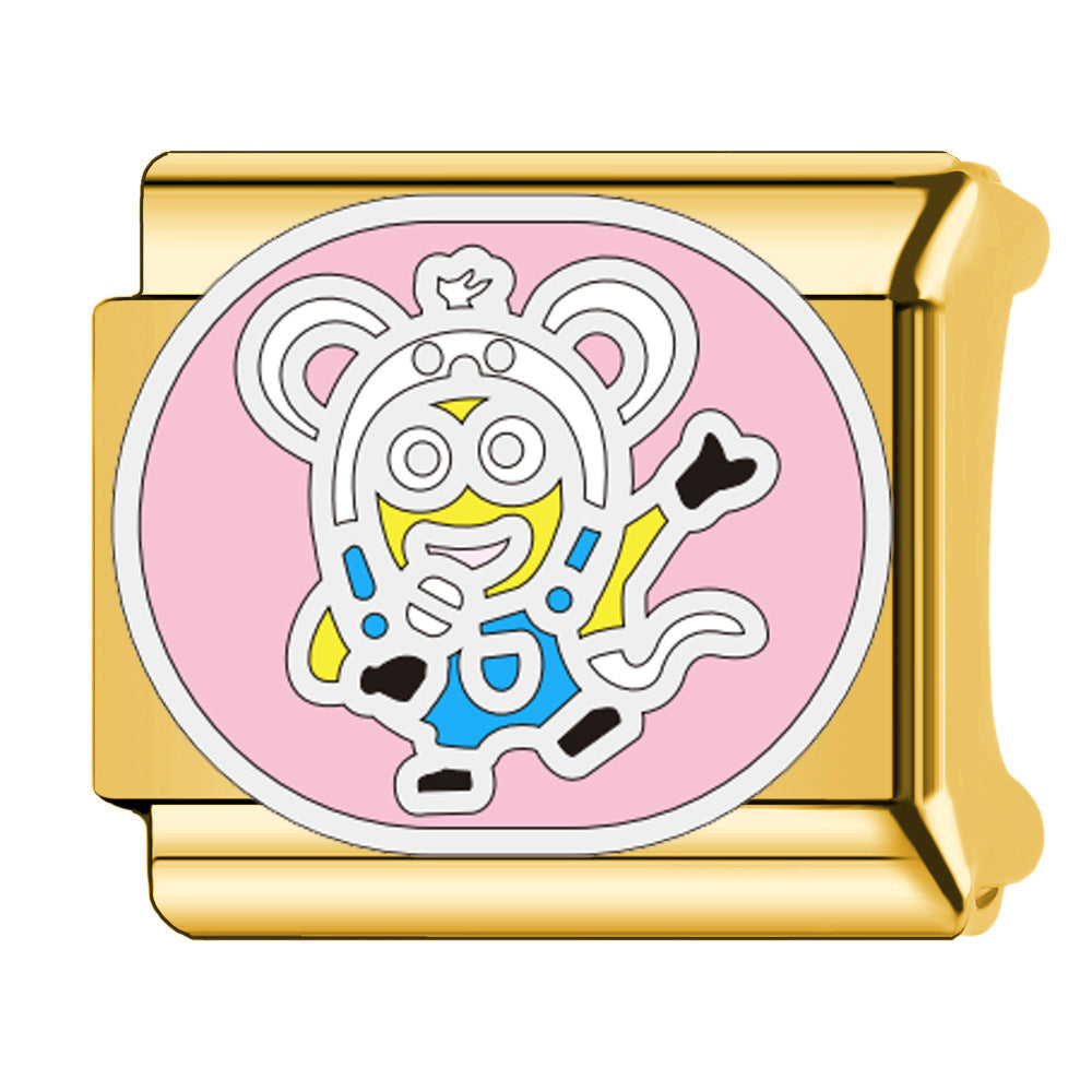 Wholesale Chinese Zodiac Animals 18K Gold Plated Stainless Steel Italian Cartoon DIY Minions Modular Bracelet Accessories