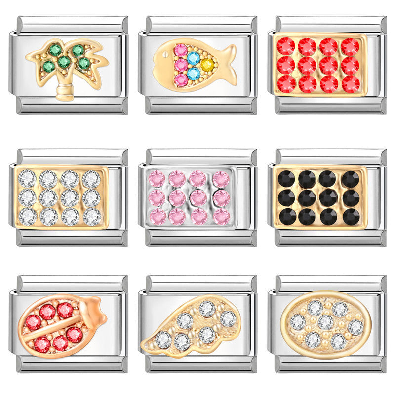 Wholesale Italian modular bracelet 9mm DIY splicing detachable simple pattern stainless steel combinable bracelet