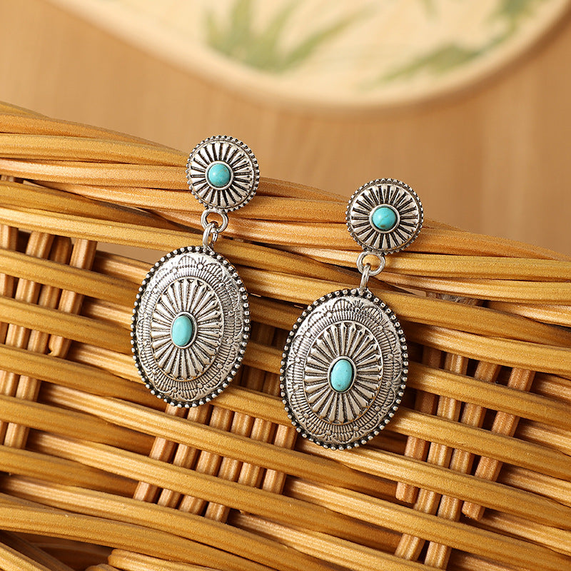 Wholesale Turquoise  Pumpkin Flower Earrings