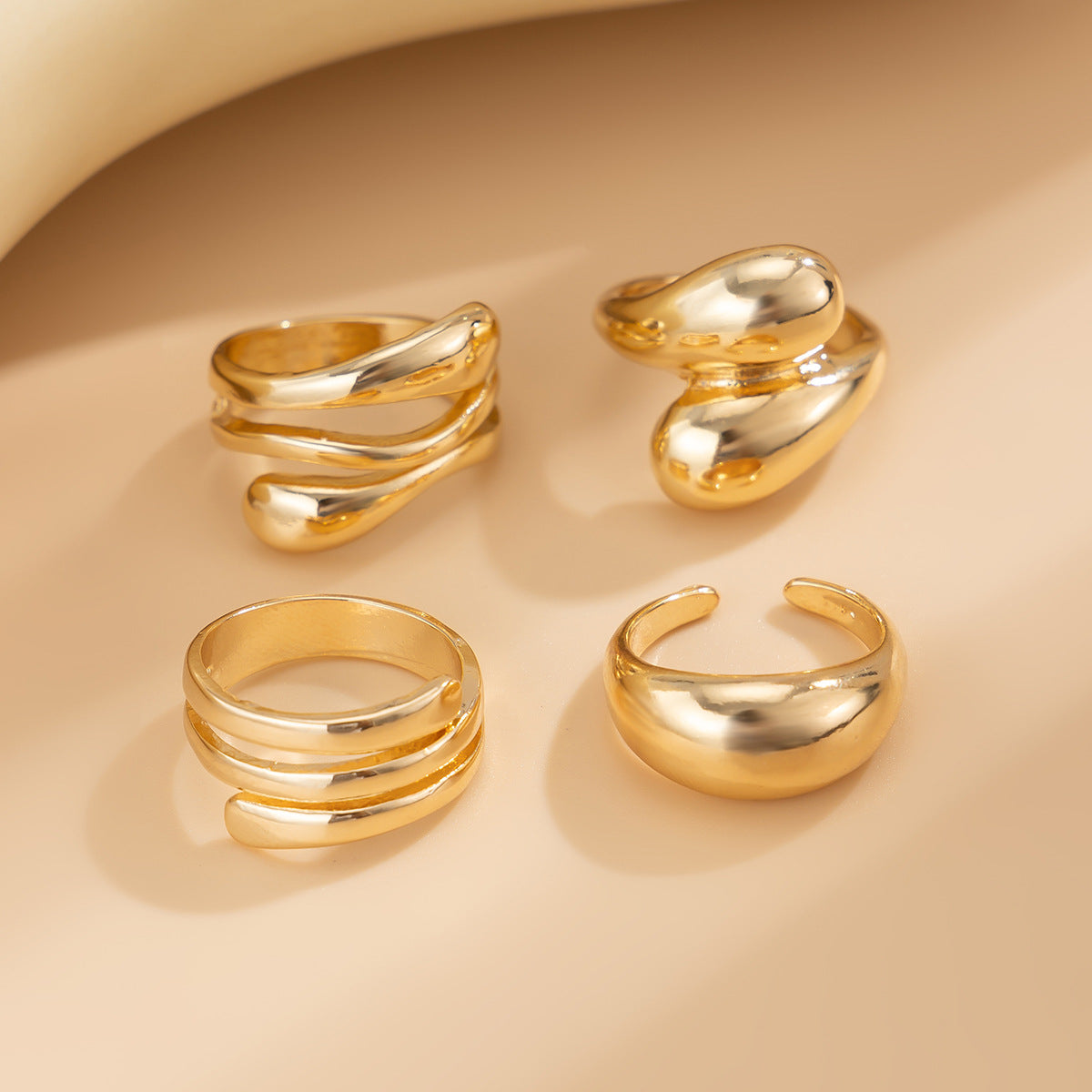 Wholesale Irregular alloy wide surface grinding spring Bracelet set