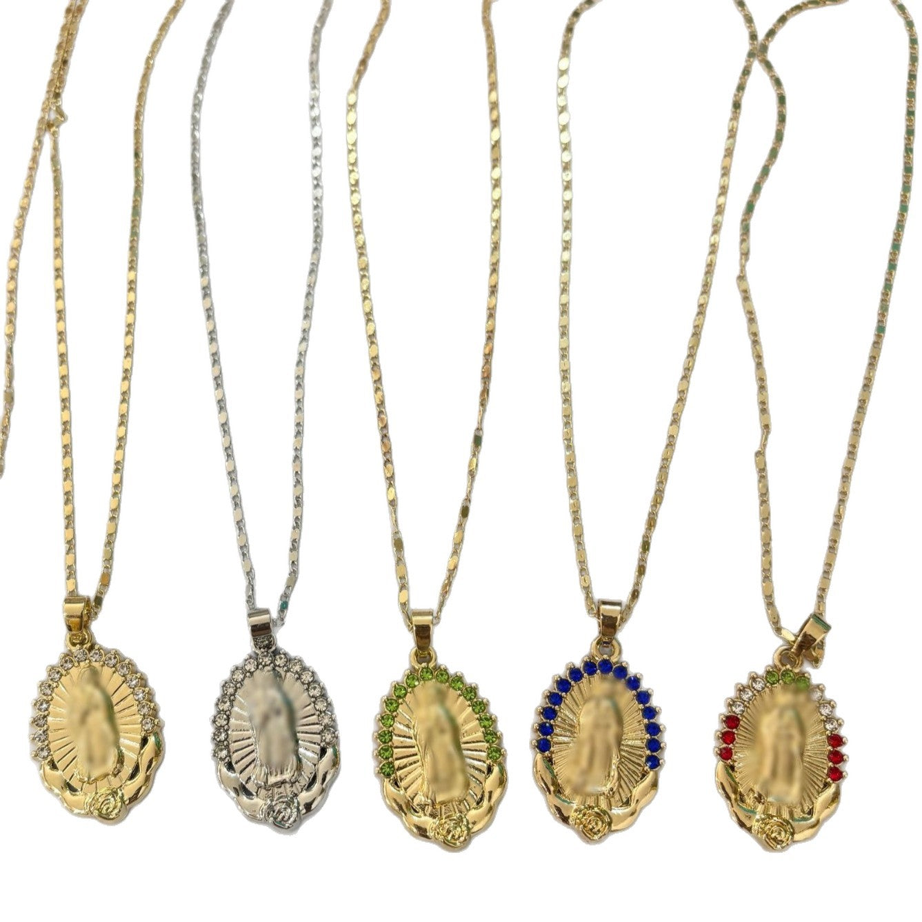 Wholesale Two-Color Electroplated Virgin Mary Pendant Necklace,  Religious Jewelry Accessory for Women