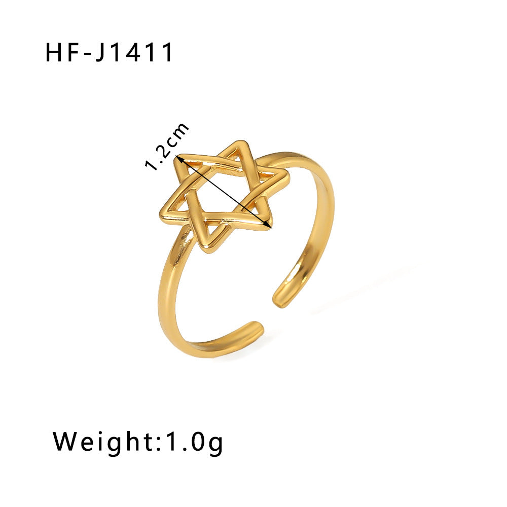 Wholesale Leaf Geometric Hollow Flower 18k Gold Plated Snake Shaped Titanium Steel Ring Stainless Steel ACC-RS-Xiny002