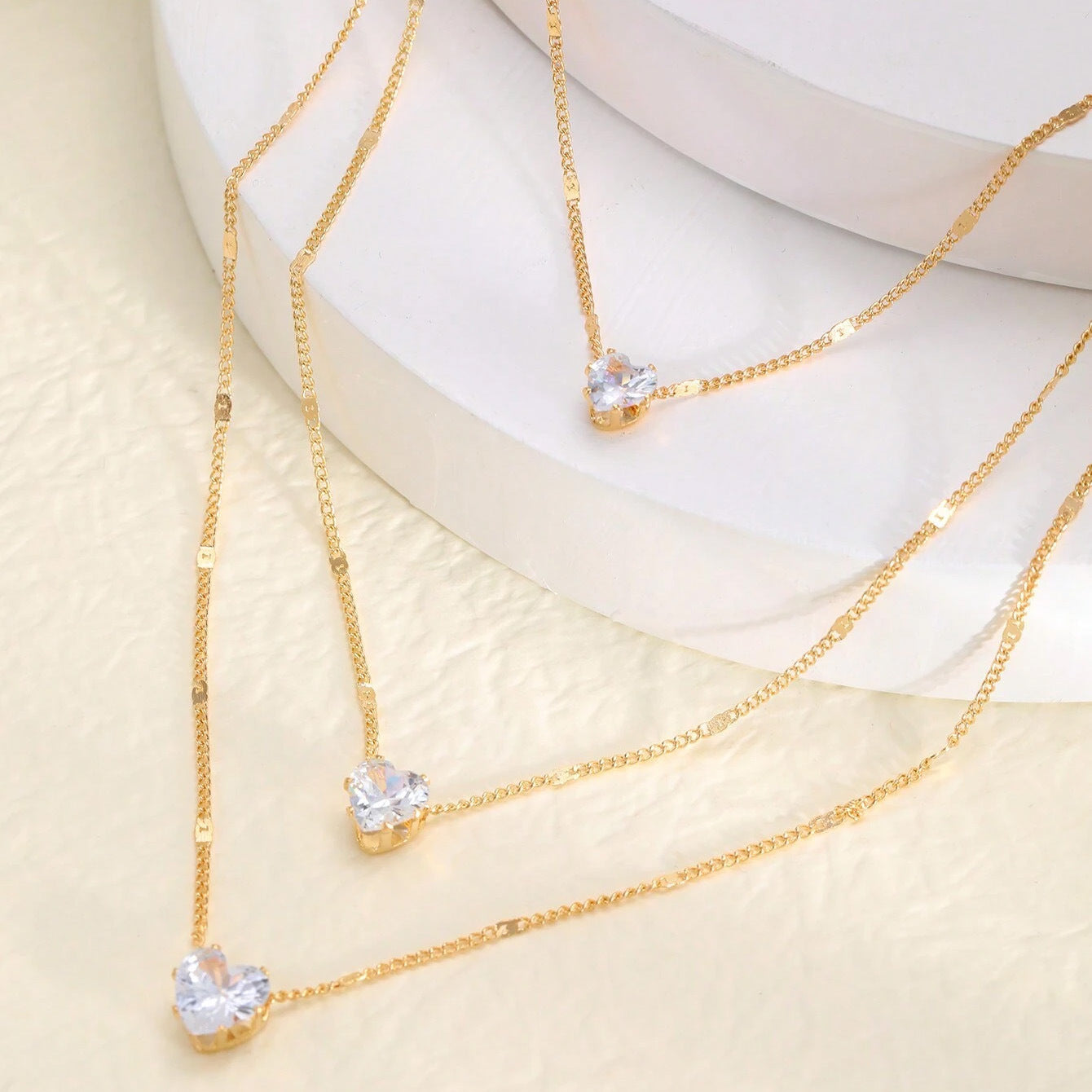 Wholesale Gold Tone Iron Layered Necklace Heart Star Water Drop Design Minimalist Chic Fashion Jewelry Accessory For Women