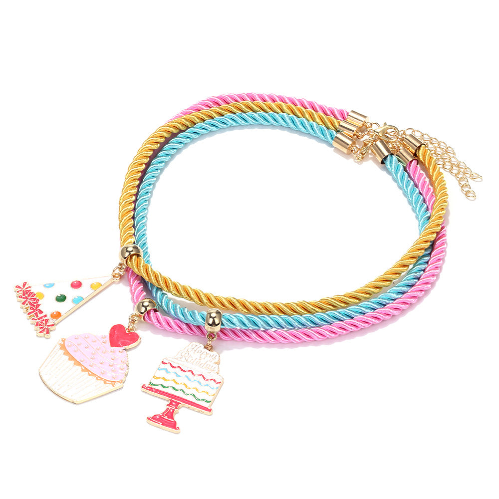 Wholesale Stacked Cake Hat Heart Pendant Set Necklace
