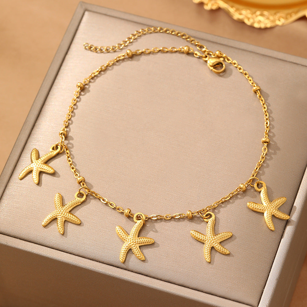 Wholesale Stainless steel anklet starfish bamboo anklet