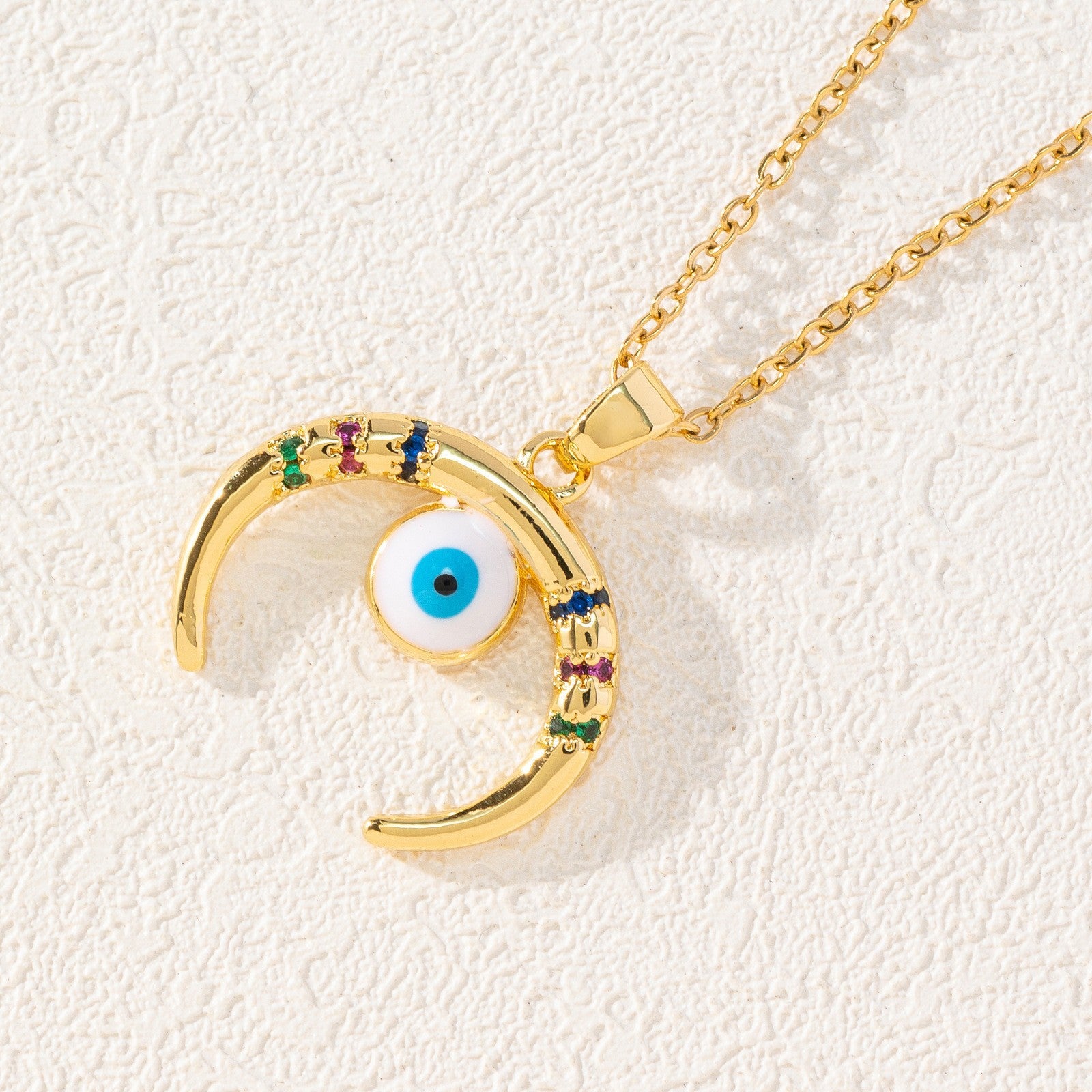 Wholesale Bohemian Evil Eye Pendant Necklace Copper Zircon Drop Oil Fashion Accessory Boutique Resale