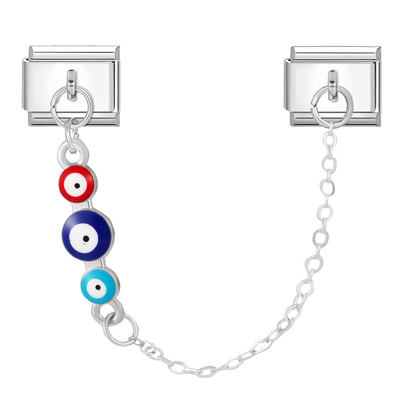 Wholesale 9mm Italian Charm Starter Bracelets DIY eyse double-pendant Creative Stainless Steel Composable Bracelet