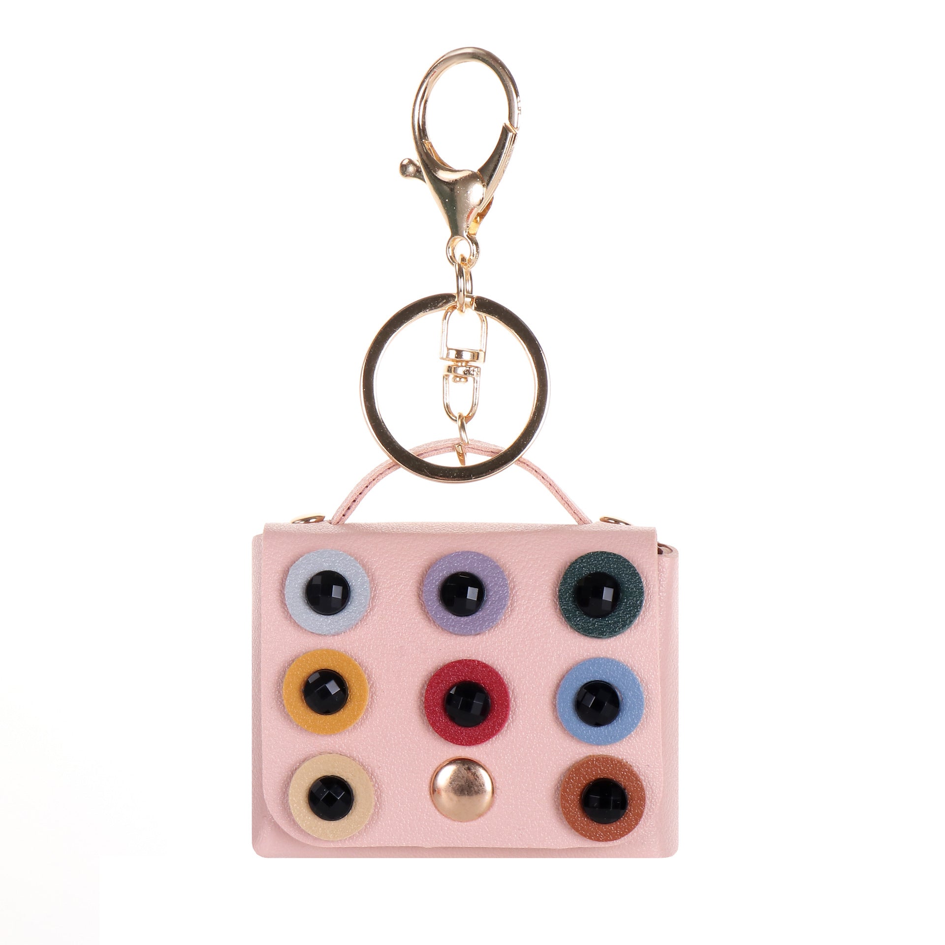 Wholesale Classic Round Diamond Black Leather Bluetooth Earbud Case Keychain Decorative Car Key Accessory Gift For Wedding Boutique Resale