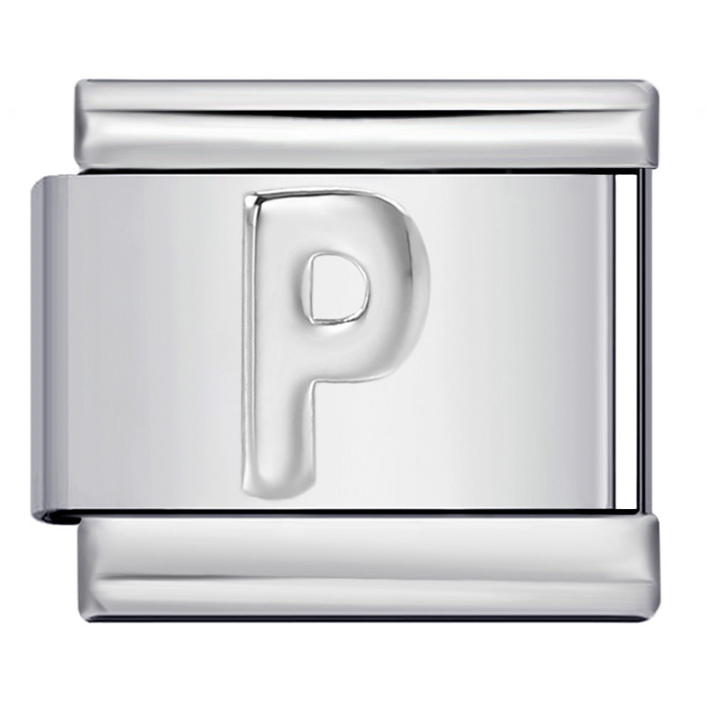 Wholesale  Italian Charm Bracelet 9mm DIY convex 26-letter  Creative Stainless Steel Composable Bracelet