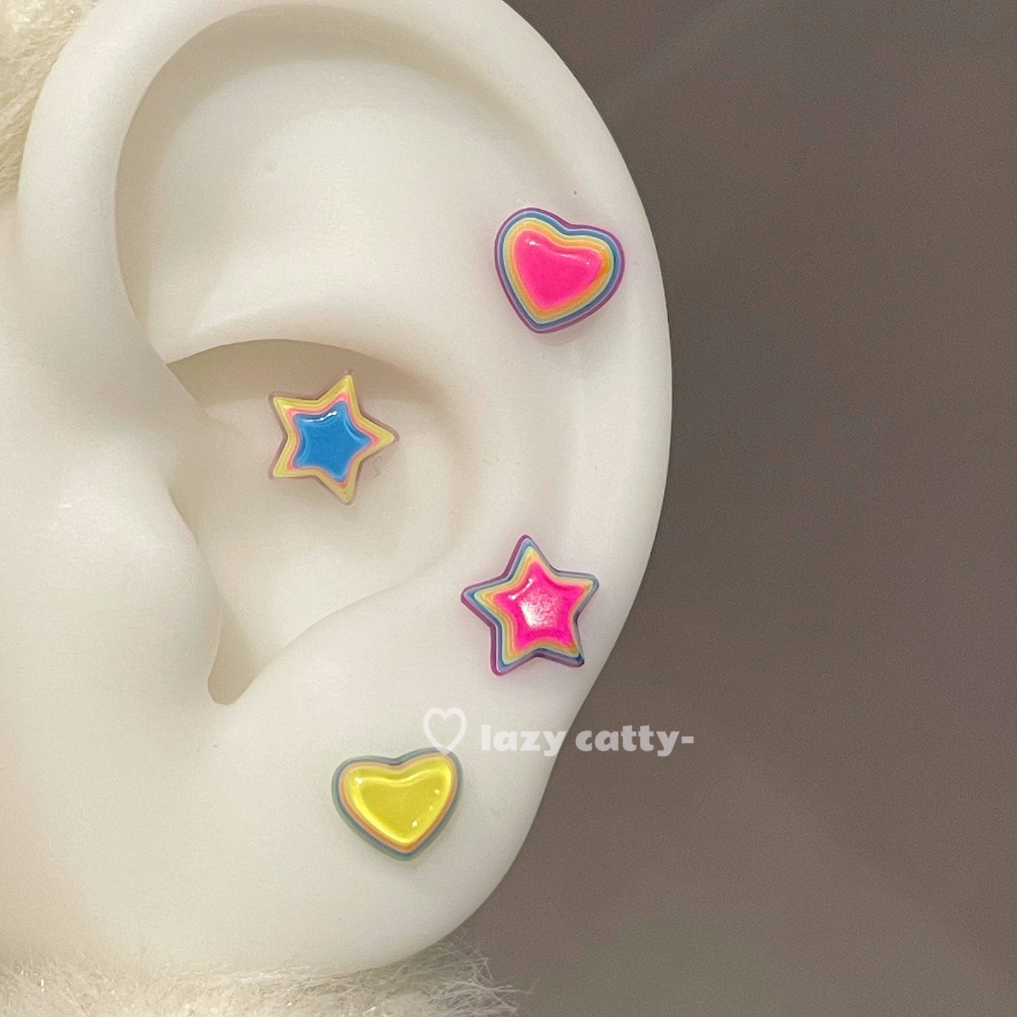 Wholesale Titanium Steel Dopamine Candy Star Heart Earrings