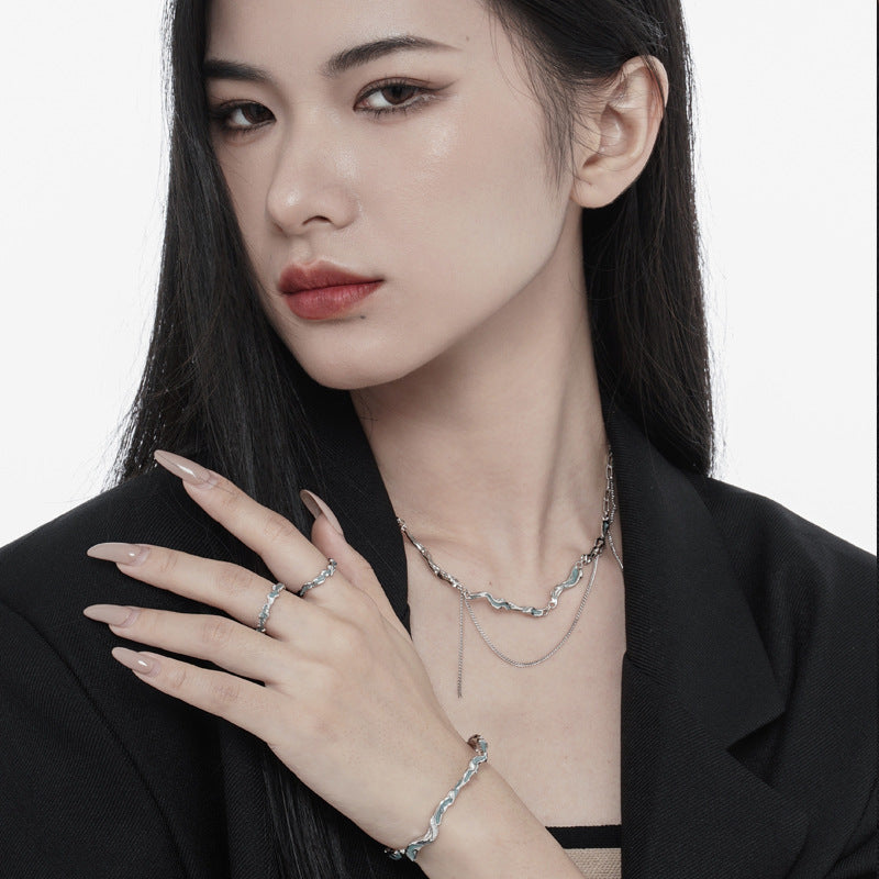 Wholesale Mint Blue  S925 Sterling Silver Ice Lake Series Light Ice Finger Ring