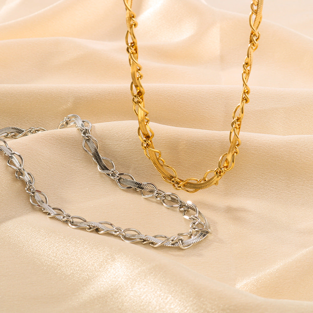 Wholesale  Stainless Steel Chain Flat Snake Chain Combination 18K Gold Necklace