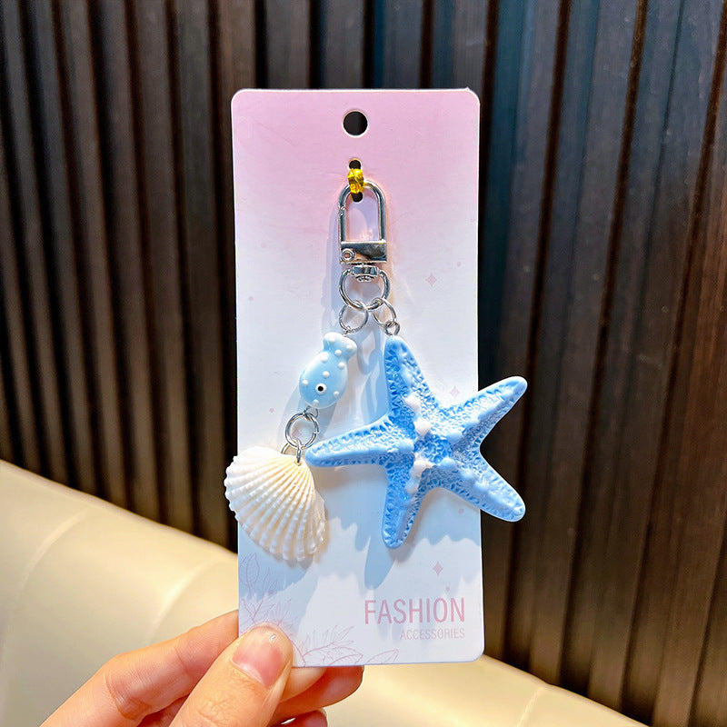 Wholesale Cartoon Starfish Keychain Cute Shell Keyring Backpack Decorative Fashion Accessory Gift