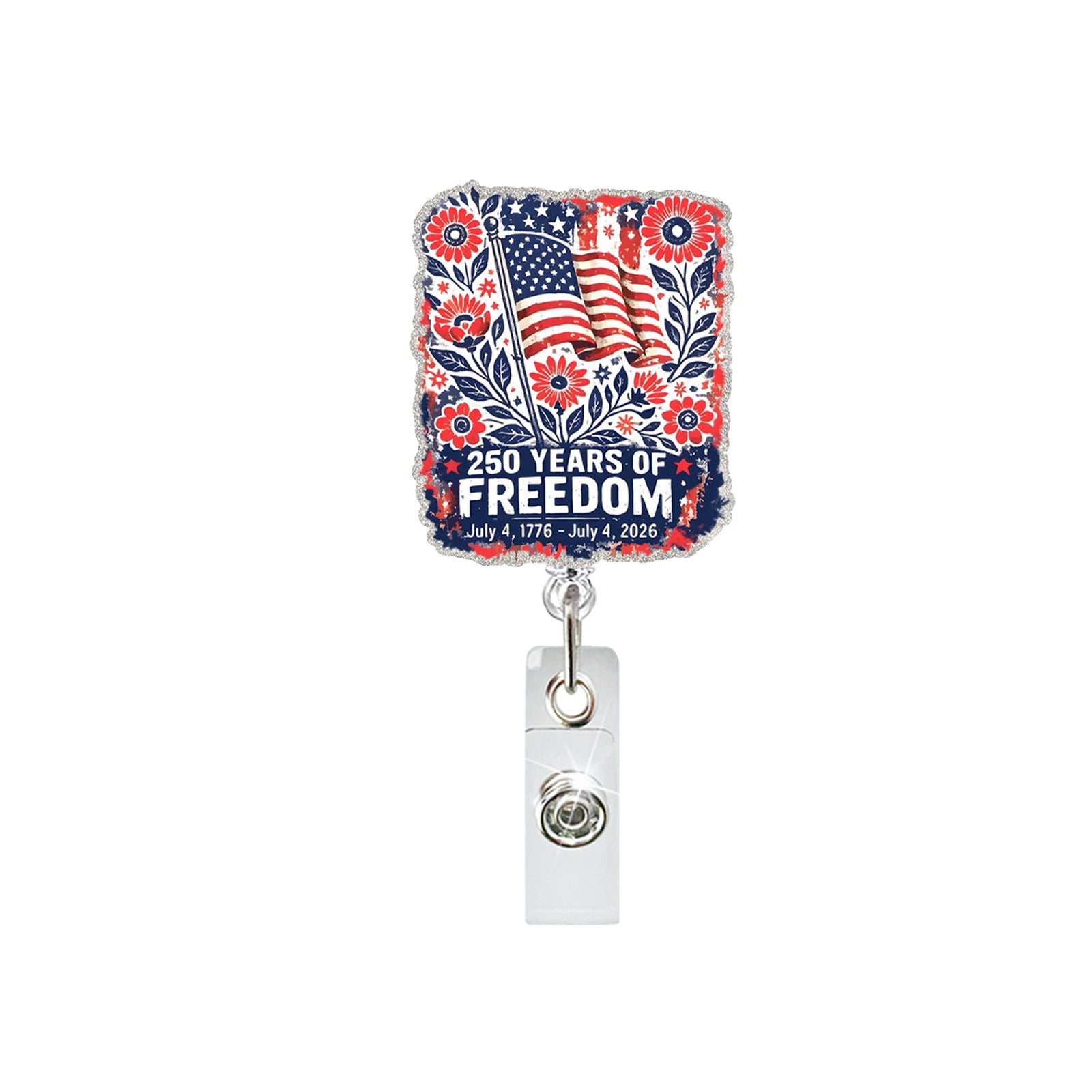 Wholesale ABS Retractable Badge Reel US 250th Anniversary Patriotic Theme Office ID Card Holder