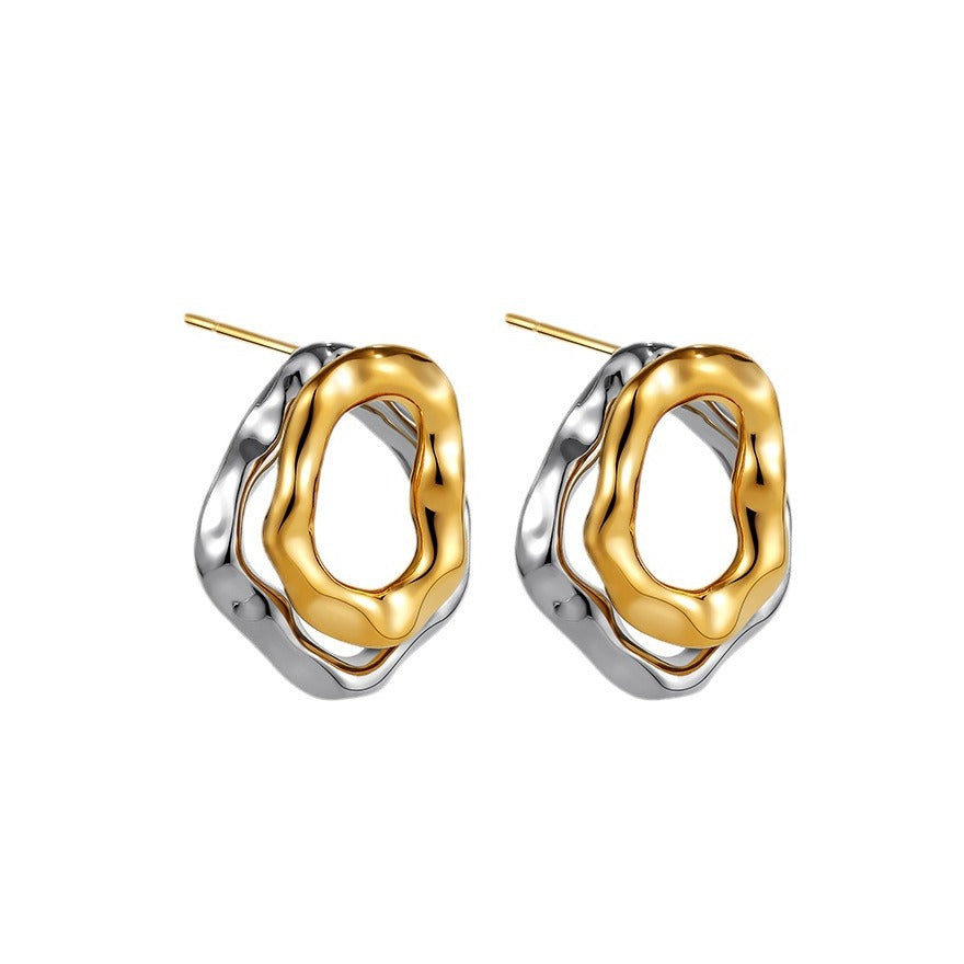 Wholesale  18K Gold and Silver Double Color Earrings