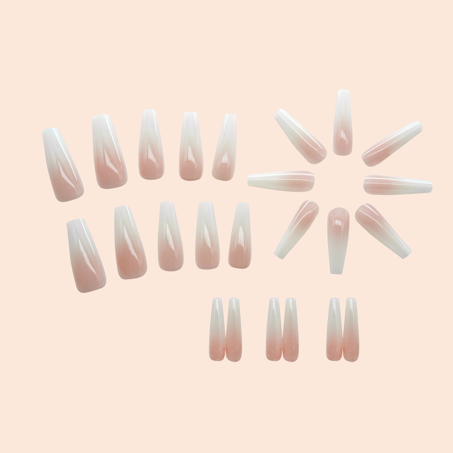 Wholesale 24 Pieces/box Jelly White Gradient Manicure Press-on Nails Kits Nail Stickers ACC-NS-NaiEr007