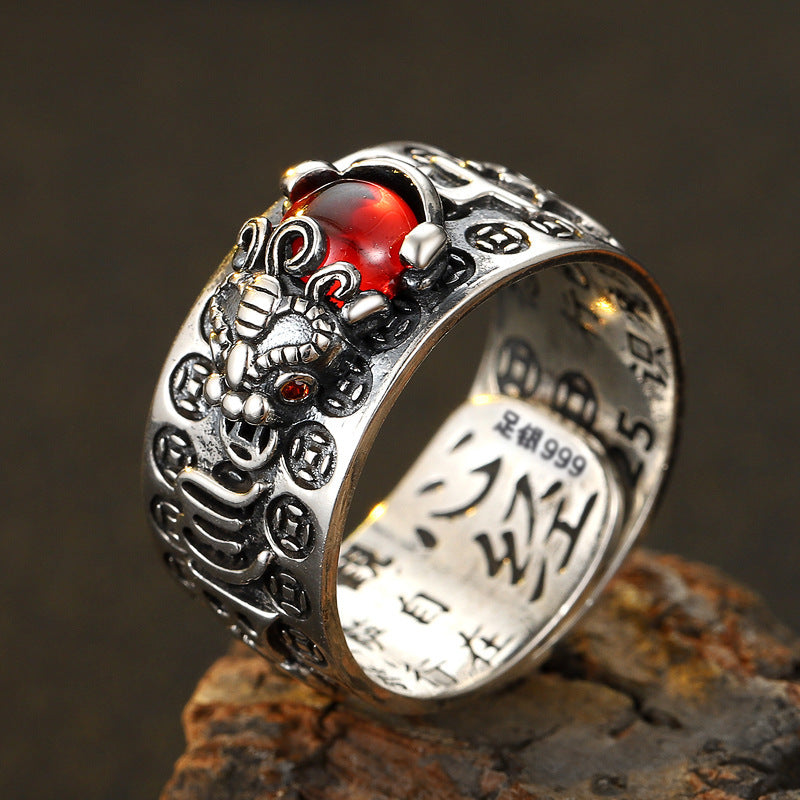 Wholesale Pi Xiu Heart Sutra Six-Character Mantra Ring