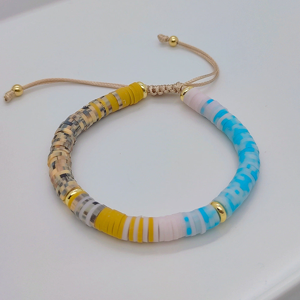 Wholesale Multi-layered Bracelets with Bohemian Beach Style Colorful Polymer Clay Bracelets Layered Bracelet Set ACC-BT-Qiqi008