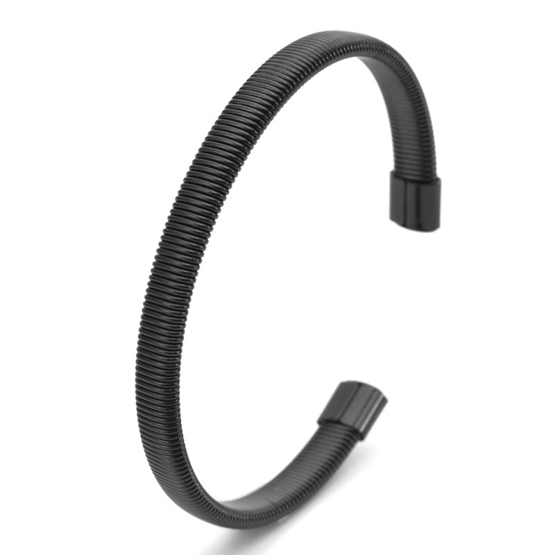 Wholesale Simple Elastic C- shaped Open Titanium steel Bracelet