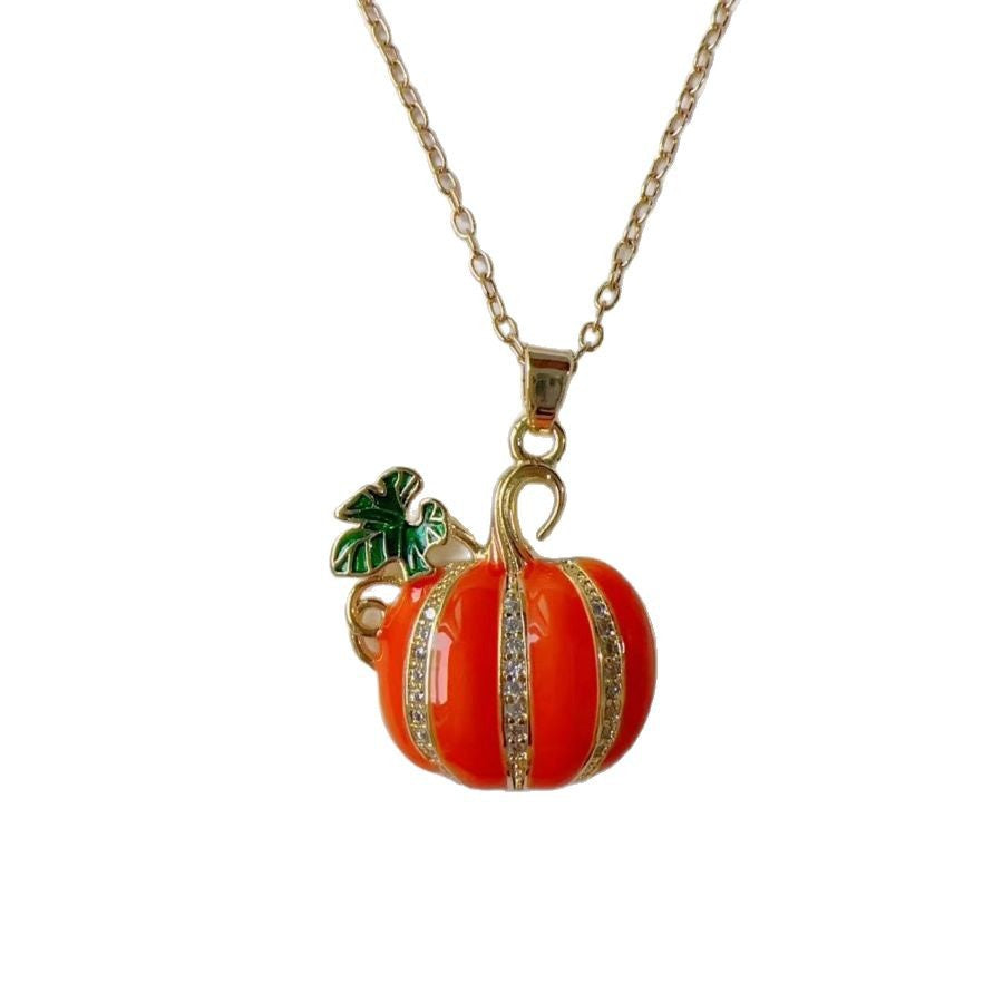 Wholesale Thanksgiving  Green Leaf Pumpkin Flower Necklace