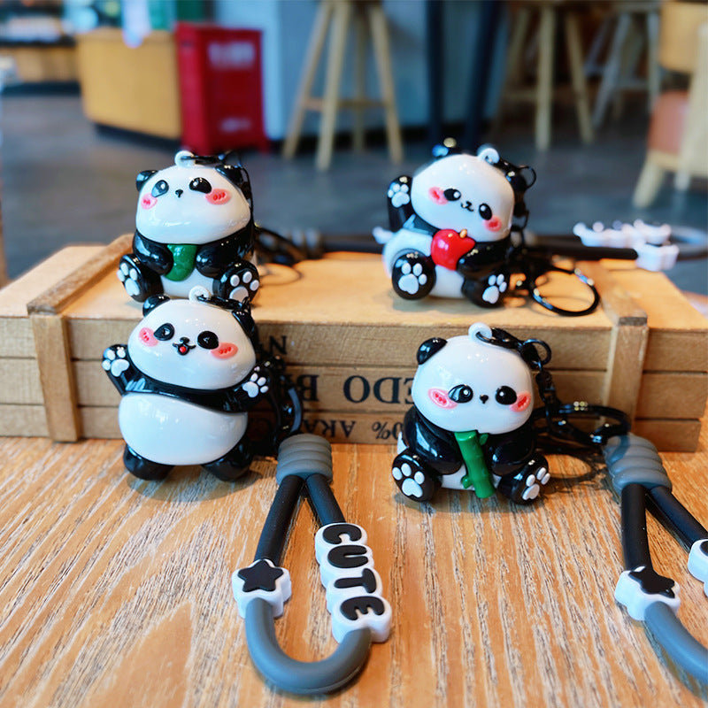 Wholesale Cartoon Electroplating Panda Keychains ACC-KC-ErLu021