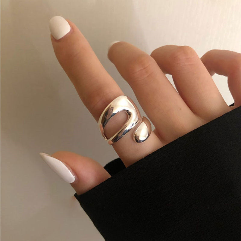 Wholesale Retro Exaggerated Staggered Geometric Ring