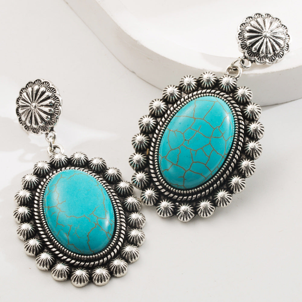 Wholesale  alloy retro geometric bohemian ethnic style vintage earrings