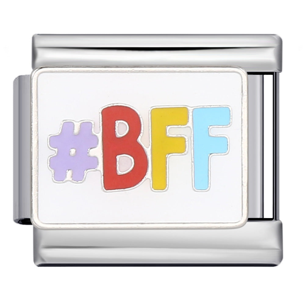 Wholesale Italian Charm Bracelet 9mm DIY Splicing Removable Color English Stainless Steel Composable Bracelet