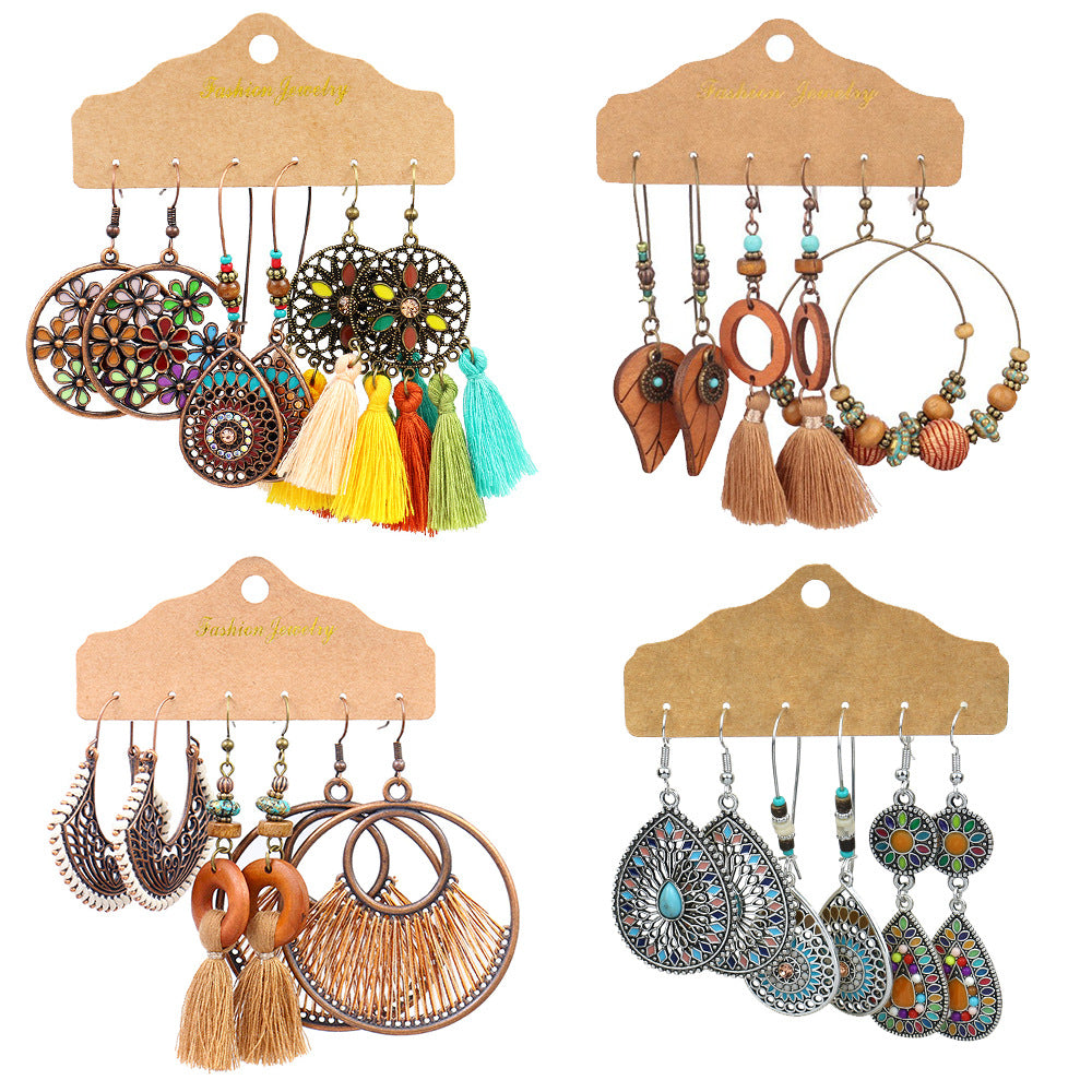 Wholesale Handwoven Bohemian Ethnic Style Vintage Tassel Earrings ACC-ES-MoMo003