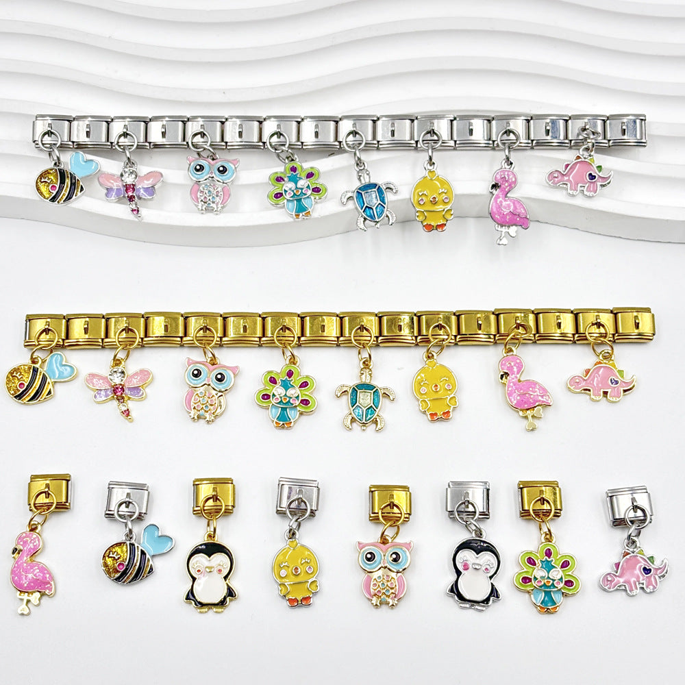 Wholesale Italian Charm Bracelet 9mm DIY Small Animal   Creative Stainless Steel Composable Bracelet