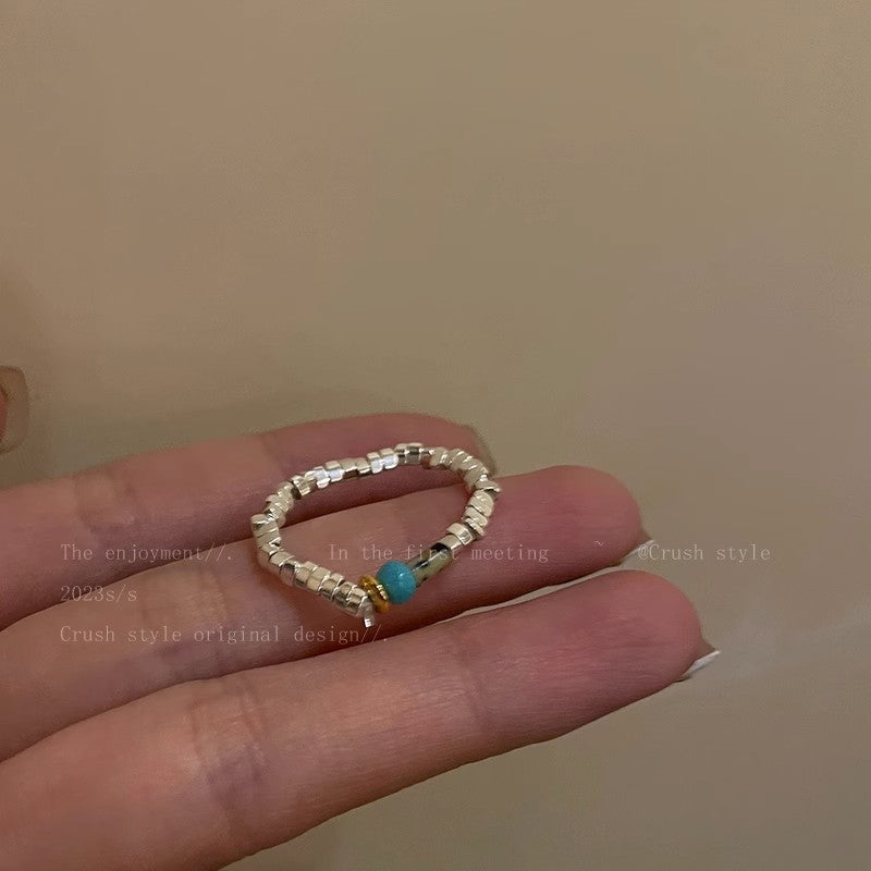 Wholesale Broken Silver Natural Stone Open Adjustable  Ring