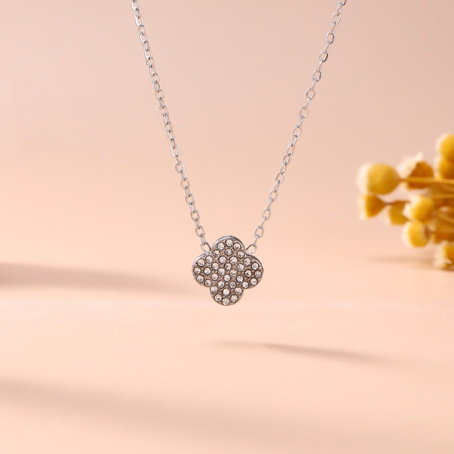 Wholesale Light Luxury Diamond Accent Lucky Four-Leaf Clover Jewelry Set in Titanium Steel - Boutique Resale