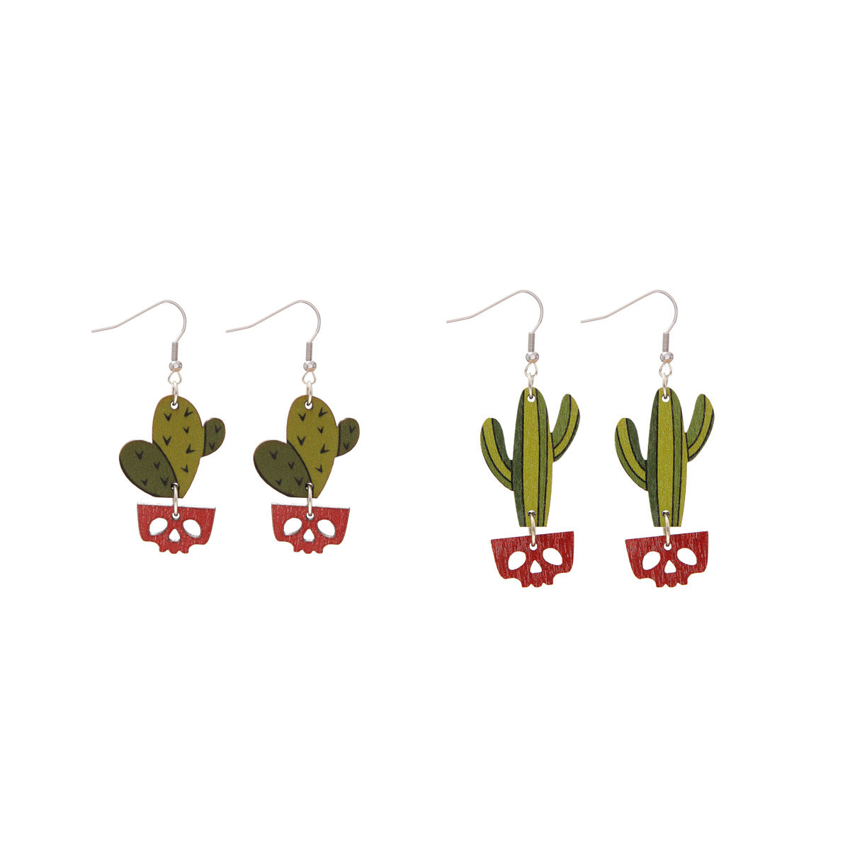 Wholesale  Plant Cactus Wooden Earrings