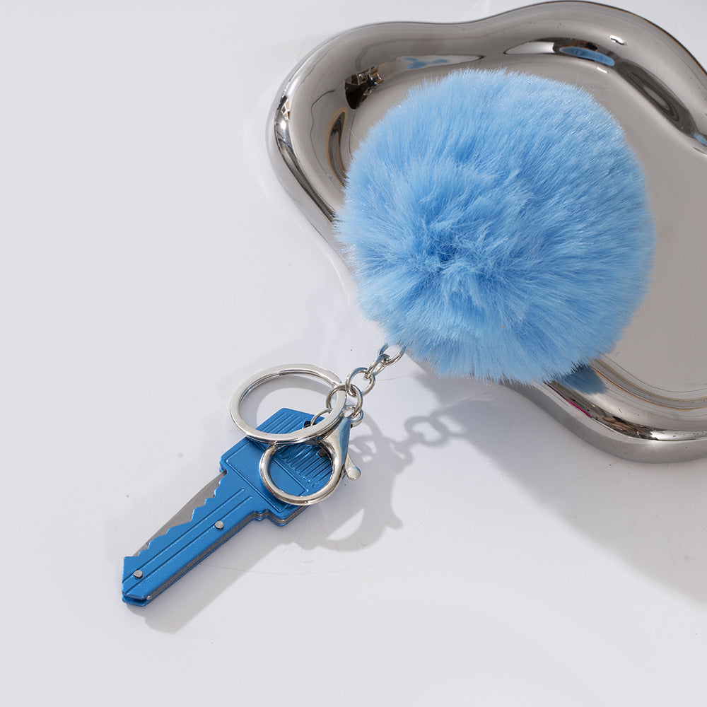 Wholesale Fur Ball Pom Pom Folding Keychain Keychains Accessories ACC-KC-ZhiYa036